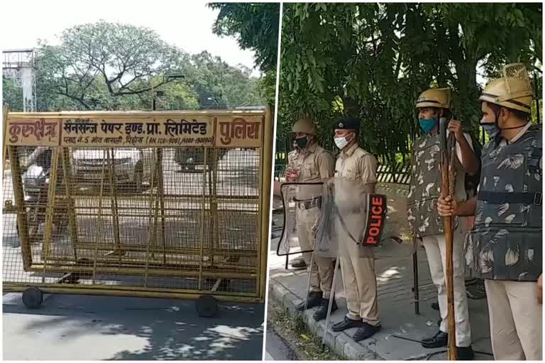 panchkula police barricading and deployed police force to stop farmers protest