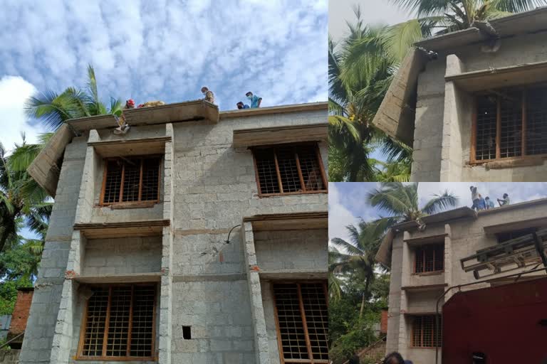 building collapsed  workers injured  concrete roof collapsed  തൊഴിലാളികൾക്ക് പരിക്ക്  മേൽക്കൂര തകർന്ന് വീണു  പോത്തൻകോട് കെട്ടിടം തകർന്നു  കെട്ടിടം തകർന്ന സംഭവം  roof collapsed