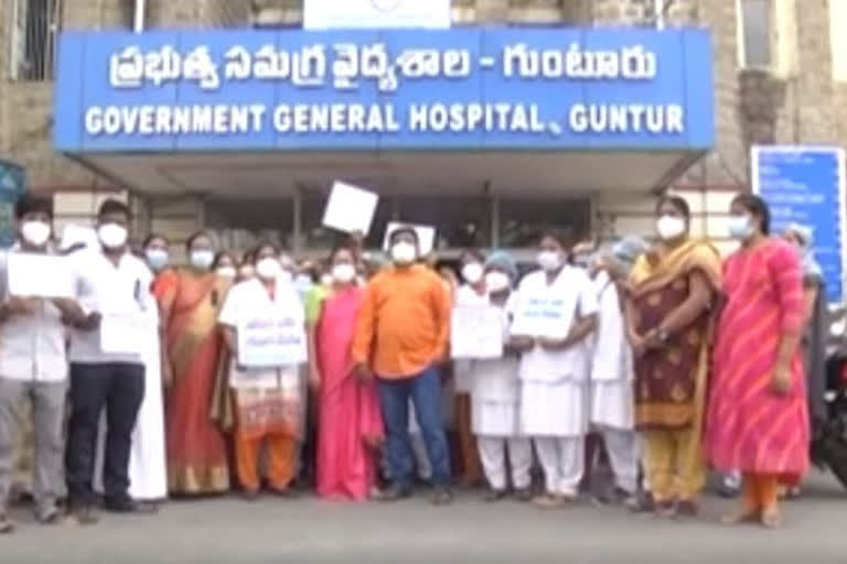 contract nurses protest  in andhra pradesh