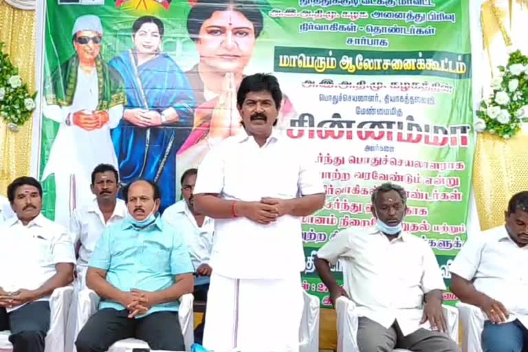 சசிகலாவுக்கு ஆதரவாக விளாத்திகுளம் அதிமுக ஆலோசனைக்கூட்டத்தில் தீர்மானம்