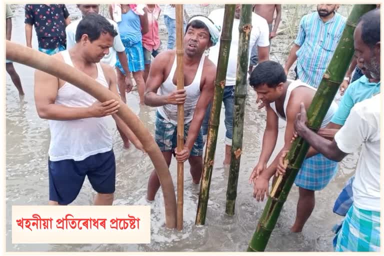 People's efforts to prevent erosion of Beki River In Barpeta District