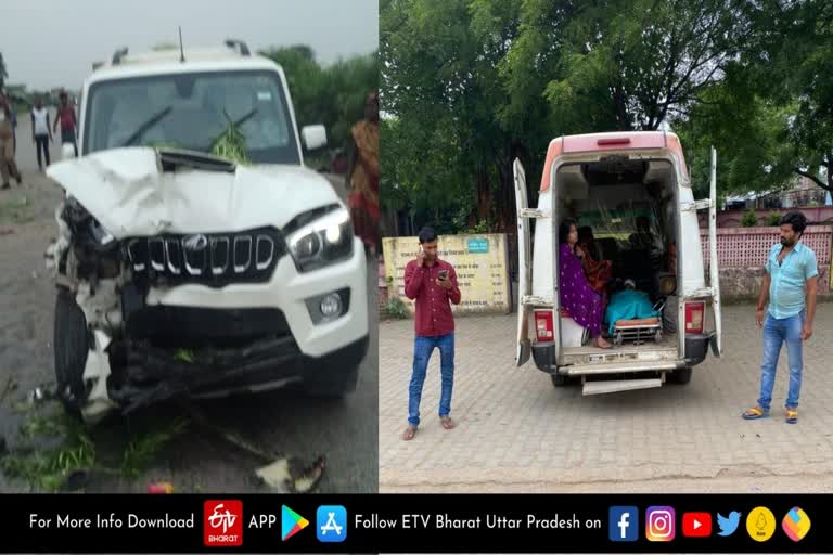 road accident in in sonbhadra  accident in robertsganj kotwali area  Scorpio hit Magic in Sonbhadra  रॉबर्ट्सगंज कोतवाली में हादसा  सोनभद्र में स्कार्पियो ने मैजिक को मारी टक्कर  सोनभद्र में हादसा  one died and 12 Injured in road accident  सड़क हादसे में 1 की मौत 12 घायल  Scorpio hit the family going to Dala Vaishno temple  डाला वैष्णो मंदिर जा रहे परिवार को स्कॉर्पियो ने मारी टक्कर  सुकृत क्षेत्र में सड़क हादसा  road accident in sukrit area