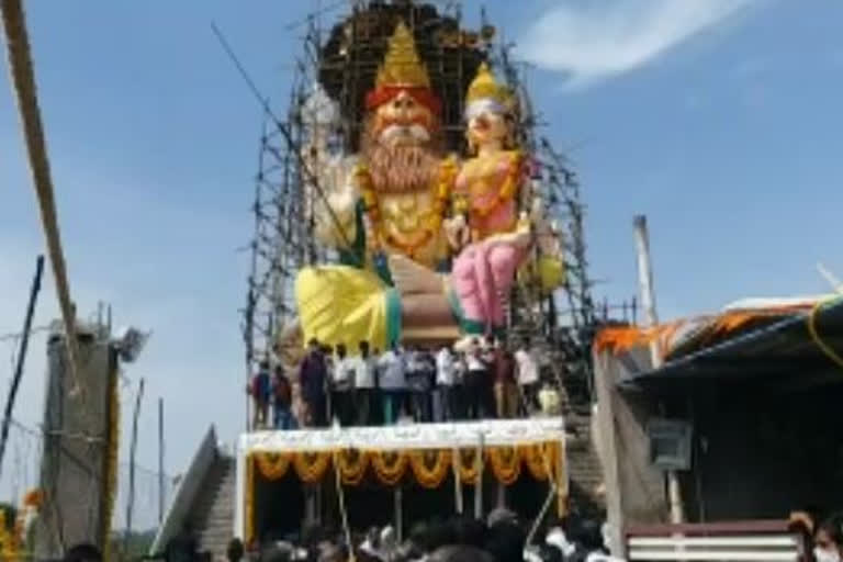 108 feet long sri lakshmi narasimha swamy idol inaugrated at magallu in krishna district