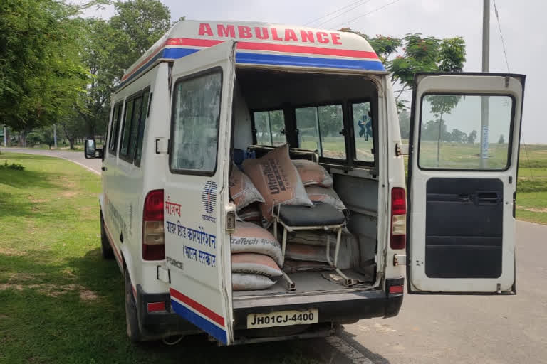 Cement carried by government ambulance in Koderma