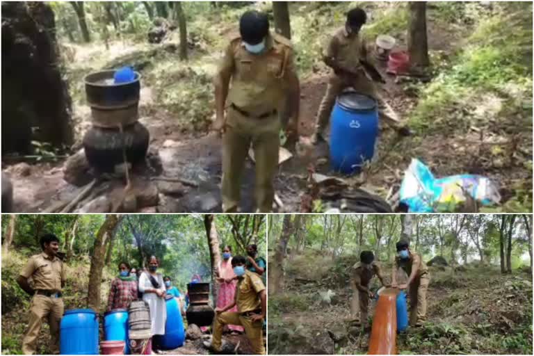 Excise seized 610 liters of wash and equipment at Taliparamba  വാഷും ഉപകരണങ്ങളും പിടിച്ചെടുത്ത് എക്‌സൈസ്  വാറ്റുകേന്ദ്രം കണ്ടെത്തി നശിപ്പിച്ചു  തളിപ്പറമ്പ് പന്നിയൂർ ചെറുകരയിൽ വൻ വാറ്റുകേന്ദ്രം  Taliparamba Panniyoor is a big distillery on the small bank  എക്സൈസ് പ്രിവന്‍റീവ് ഓഫിസർ എം.വി അഷ്റഫ്  Excise Preventive Officer MV Ashraf