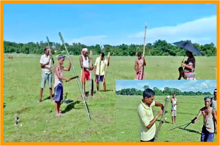 Attempts to prevent elephant attack with electric wire fence