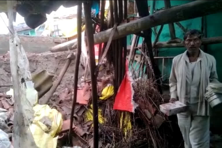 Rainwater infiltrates the village of Thilori in Amravati