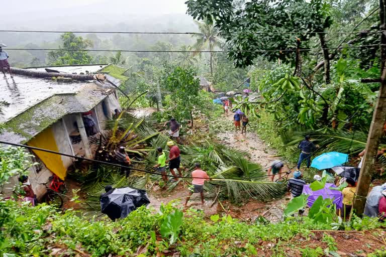 ഇടുക്കിയിൽ കനത്ത മഴ  കനത്ത മഴ  വ്യാപക നാശനഷ്‌ടം  Heavy rain  widespread damage in Idukki  വീടുകൾക്ക് നാശനഷ്ടം