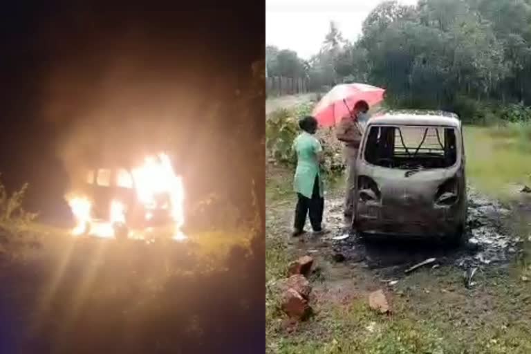 auto taxi burnt  kannur auto taxi burnt  talipparamba auto taxi burnt  ഓട്ടോ ടാക്സി കത്തിനശിച്ചു  കണ്ണൂരിൽ ഓട്ടോ ടാക്സി കത്തിനശിച്ചു  തളിപ്പറമ്പിൽ ഓട്ടോ ടാക്സി കത്തിനശിച്ചു