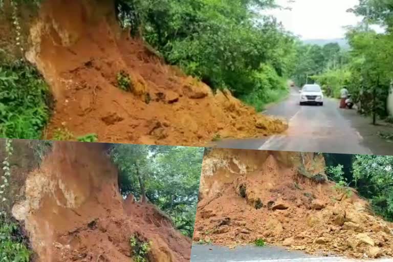 Landslide on Taliparamba road  തളിപ്പറമ്പില്‍ റോഡിലേക്ക് മണ്ണിടിഞ്ഞുവീണു  ഒഴിവായത് വന്‍ ദുരന്തം  natives raising action against the situation  സംഭവസമയത്ത് തലനാരിഴക്കാണ് കാൽനടയാത്രികരും വാഹനവും രക്ഷപ്പെട്ടത്.