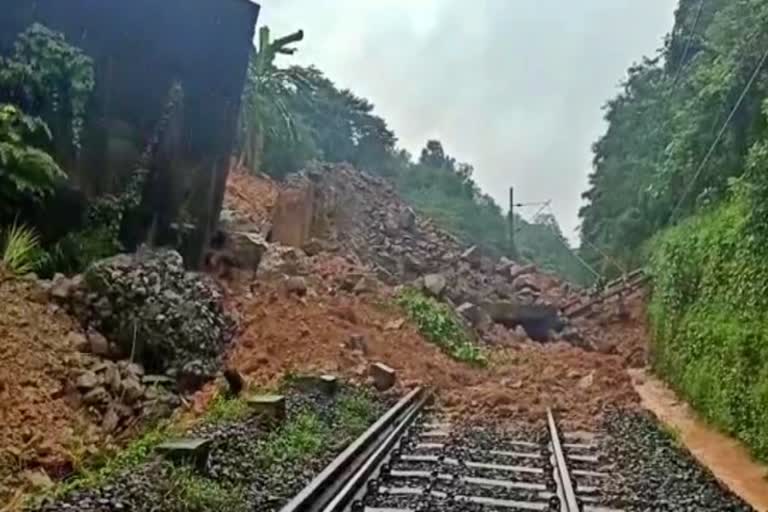 Land Collapsed on Railway track in Mangaluru