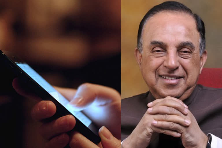 Pegasus tapping phones of MPs  Pegasus Israeli surveillance firm  Israeli made sypware  Subramanian swamy on phone tapping  Subramanian swamy tweet  Pegasus spyware  Pegasus  spyware  spy software  ചാര സോഫ്‌റ്റ്‌വെയർ  ഇസ്രായേൽ നിർമിത ചാര സോഫ്‌റ്റ്‌വെയർ  ഇസ്രായേൽ നിർമിത ചാര സോഫ്‌റ്റ്‌വെയർ വാർത്ത  പെഗാസസ്  പെഗാസസ് വാർത്ത  ഫോൺ ചോർച്ച  ഫോൺ ചോർച്ച വാർത്ത