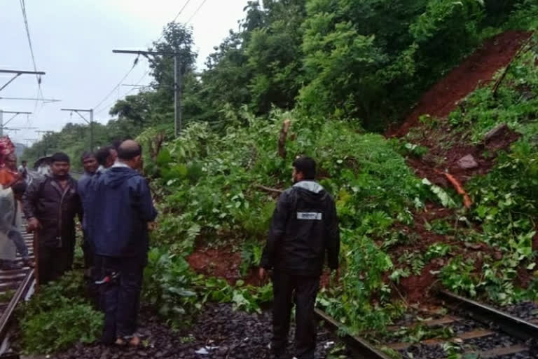 landslide on railway line In Kasara Ghat nashik