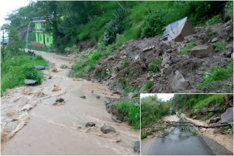 road jam due to land sliding in sarkaghat