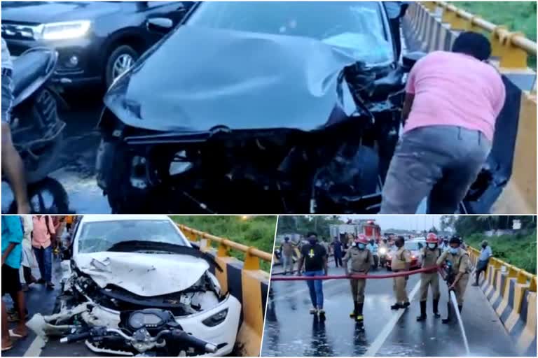 kollam accident  കൊല്ലം അപകടം  കൊല്ലം വാര്‍ത്ത  kollam news  kollam  കൊല്ലം ബൈപ്പാസില്‍ വാഹനാപകടം  ഗുരുതര പരിക്ക്  vehicle accident in kollam bypass  three injured including child