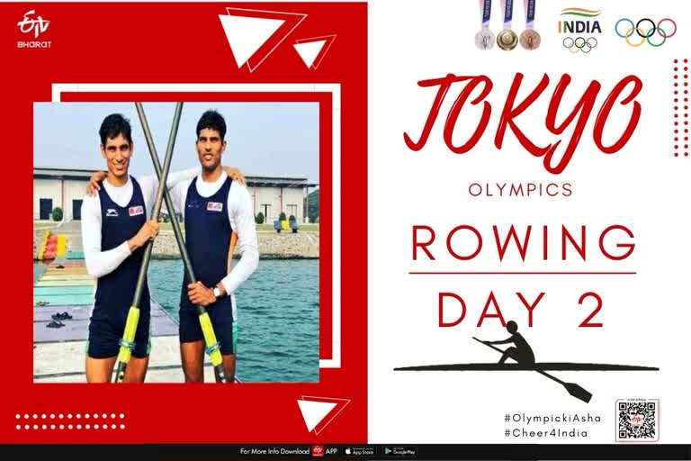 India finishes 5th in Rowing - Heat 2- lightweight men's double sculls heat