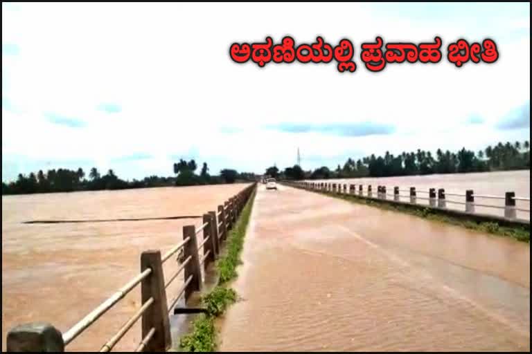 Krishna river overflowing from heavy rain causing floods fear for villagers