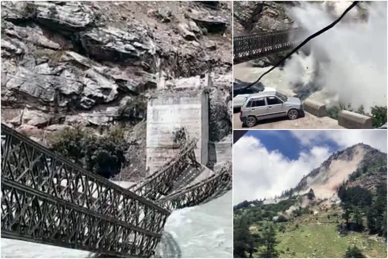 three injured after boulders roll downhill  nine people died when a bridge collapsed in himachal pradesh  bridge collapsed in himachal pradesh  ഹിമാചൽ പ്രദേശിൽ പാലം തകർന്ന് 9 പേർ മരിച്ചു  ഹിമാചൽ പ്രദേശിൽ അപകടം