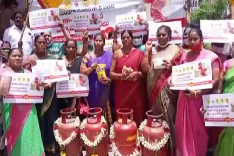 telugu mahela protest at Vijayawada