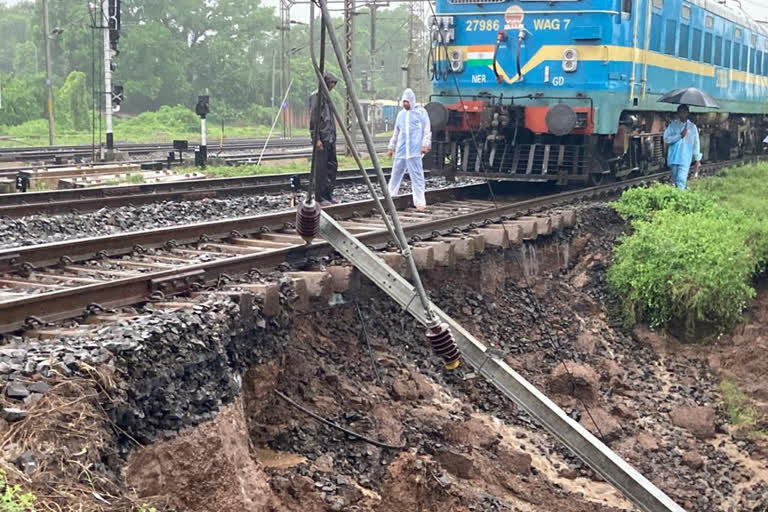 landslide under railway track due to heavy rain in Kharagpur