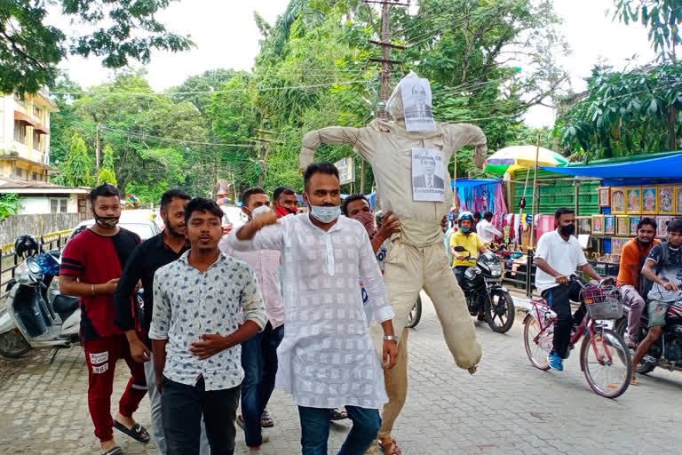 Mizoram chief minister effigy burn at Silchar