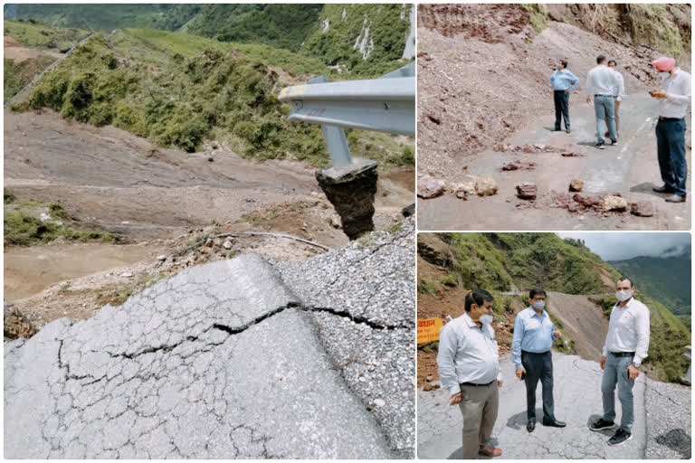 SDM Vivek Mahajan arrived to inspect the landslide area in Paonta Sahib