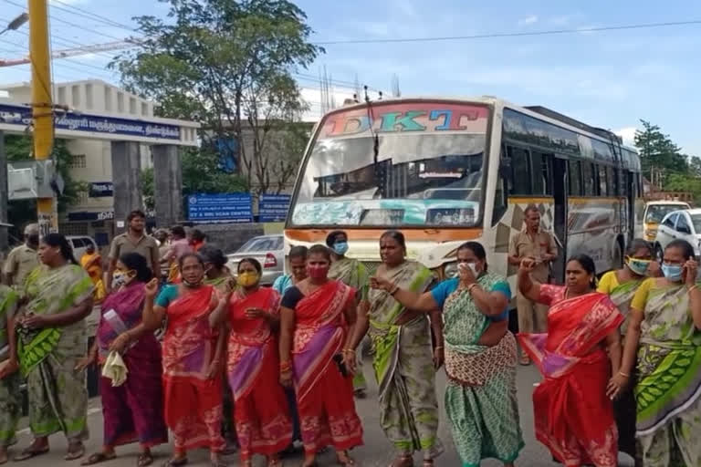 amma hotel staff protest in dindigul