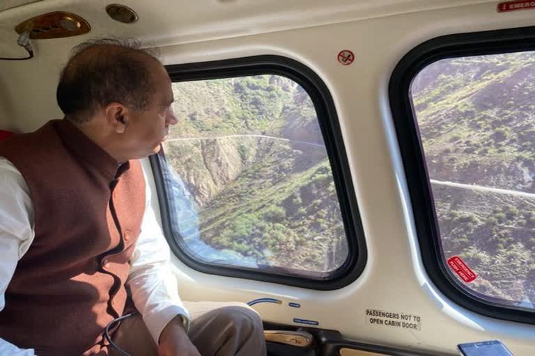 Himachal CM conducts aeriel survey to flood affected region