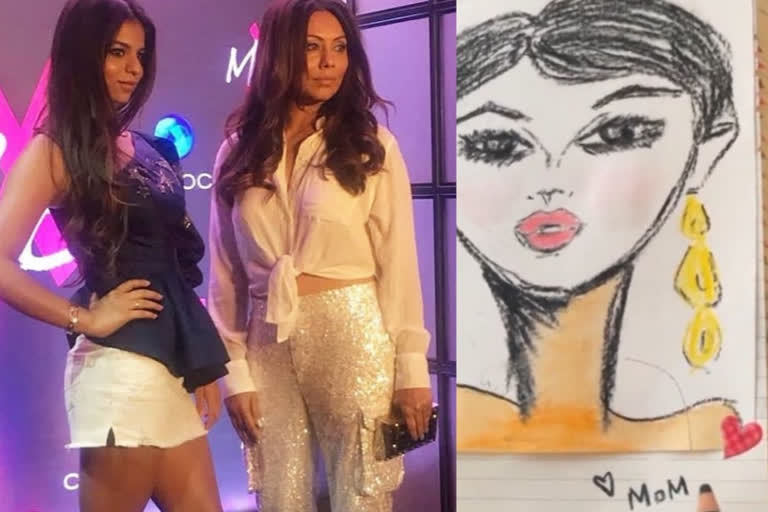 suhana khan draws mom sketch