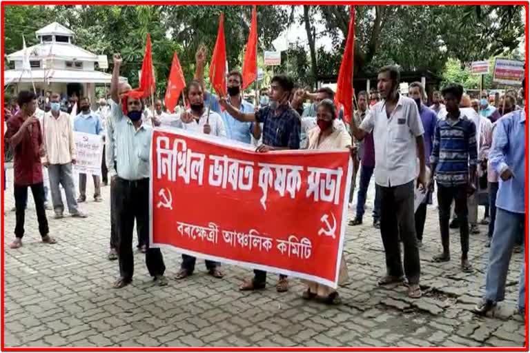 Nikhil Bharat Krishak Sabha Protest at Nalbari