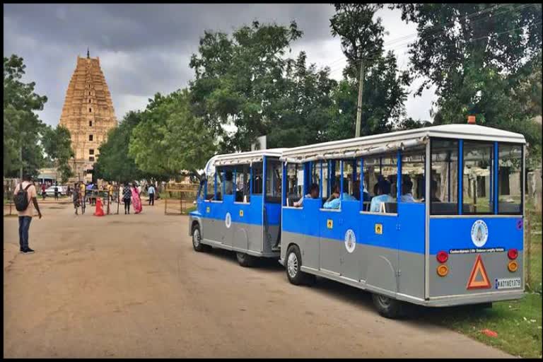 Train model bus hampi on wheels started in Bellary