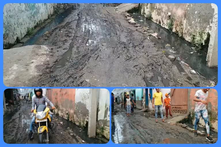 locals facing problems due to pathetic condition of road in naya gaon area moradabad