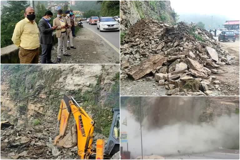 Landslide on Shimla Dhali bypass road