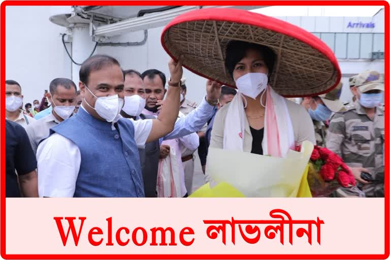 assam cm welcome lovlina borgohain at guwahati