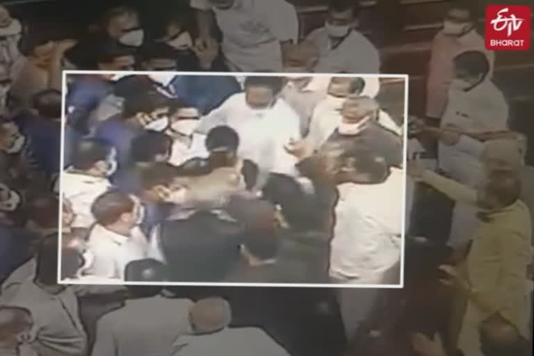women-mps-manhandled-in-Rajya Sabha-centre-counters-with-cctv-footage