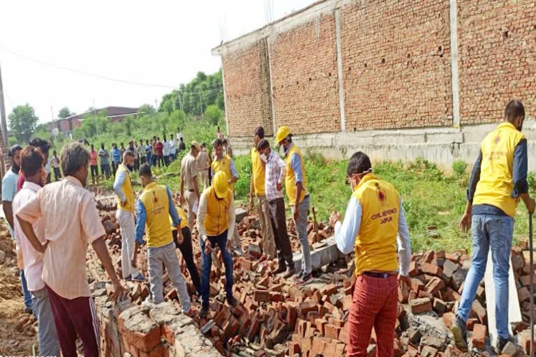 wall collapse in Sanganer, jaipur news