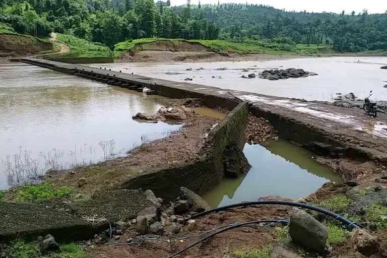 River across the checkdam cum causeway