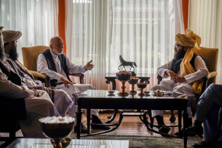 Taliban Commander Anas Haqqani met with Former Afghanistan President Hamid Karzai and Peace Envoy Abdullah Abdullah in Kabul