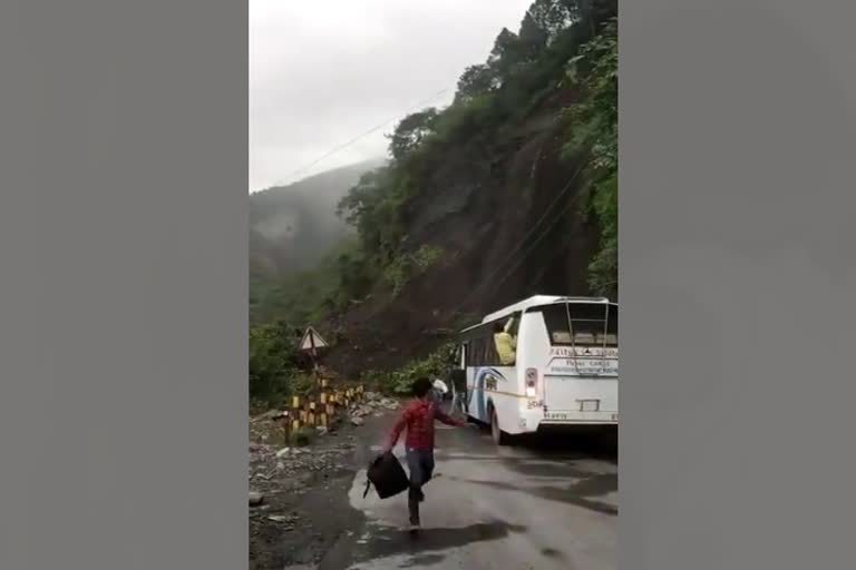 Uttarakhand: A bus carrying 14 passengers narrowly escaped a landslide in Nainital on Friday