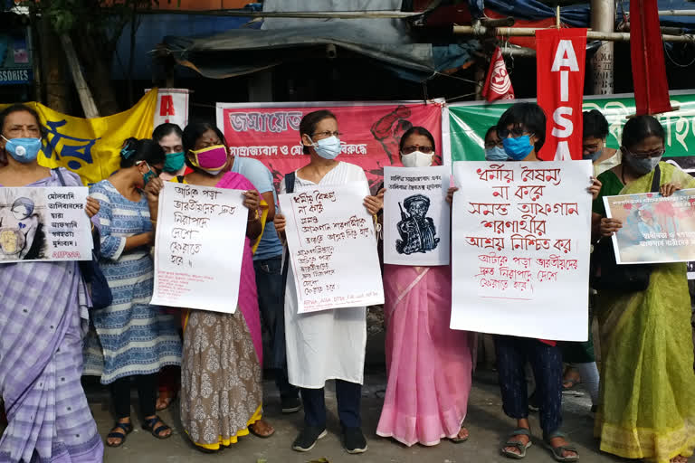 several women organisations protest in kolkata against taliban