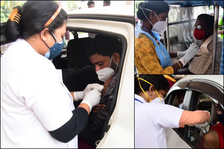 Drive through vaccination  കോട്ടയത്ത് ഡ്രൈവ് ത്രൂ വാക്‌സിനേഷന്‍  കലക്‌ടര്‍ ഡോ. പി.കെ ജയശ്രി  കോട്ടയം വാര്‍ത്ത  kottayam news  അതിരമ്പുഴ സെന്‍റ് സെബാസ്റ്റ്യന്‍സ് പാരിഷ് ഹാള്‍  Athirampuzha St. Sebastian's Parish Hall  ഡ്രൈവ് ത്രൂ വാക്‌സിനേഷന്‍  ഡ്രൈവ് ത്രൂ വാക്സിനേഷൻ  Drive-through vaccination