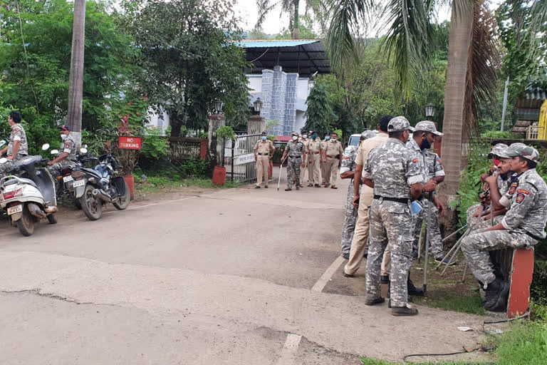 Police escort outside MIDC police station  in mahad