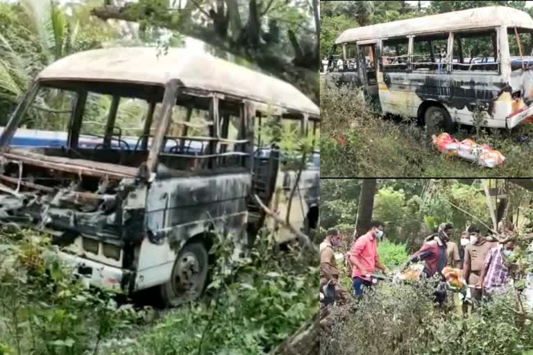 driver died by the Tempo Traveler caught fire  driver died when the Tempo Traveler caught fire  Tempo Traveler caught fire  driver died  ടെമ്പോ ട്രാവലറിന് തീപിടിച്ചു  ഡ്രൈവര്‍ക്ക് ദാരുണാന്ത്യം  ടെമ്പോ ട്രാവലര്‍ വാനിന് തീപിടിച്ച് ഡ്രൈവര്‍ മരിച്ചു  ട്രാവലറിന് തീപിടിച്ചു  ടെമ്പോ ട്രാവലർ ഡ്രൈവർ മരിച്ചു  തീപിടിത്തം  fire