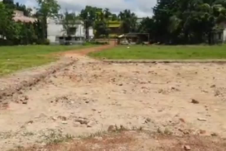 Temporary helipad on Play Ground People of Ghatal are showing their anger