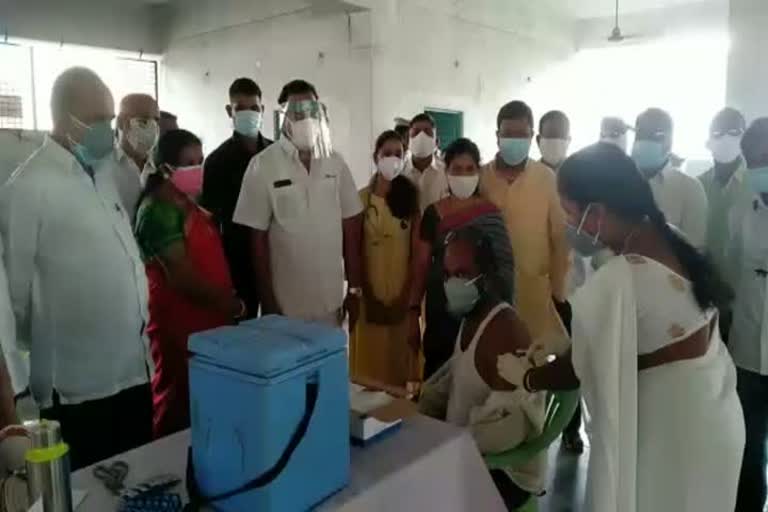 mla vidya sagar rao visited vaccine center