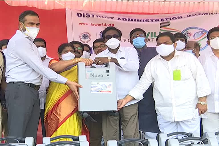 minister puvvada ajayakumar distributed 250 oxygen concentrators