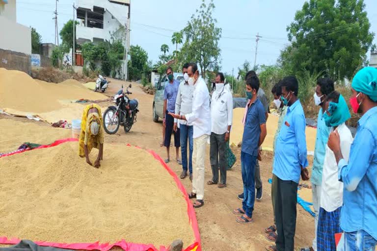 mla sanjay kumar visited grain purchase center, mla foundation stone for development works 