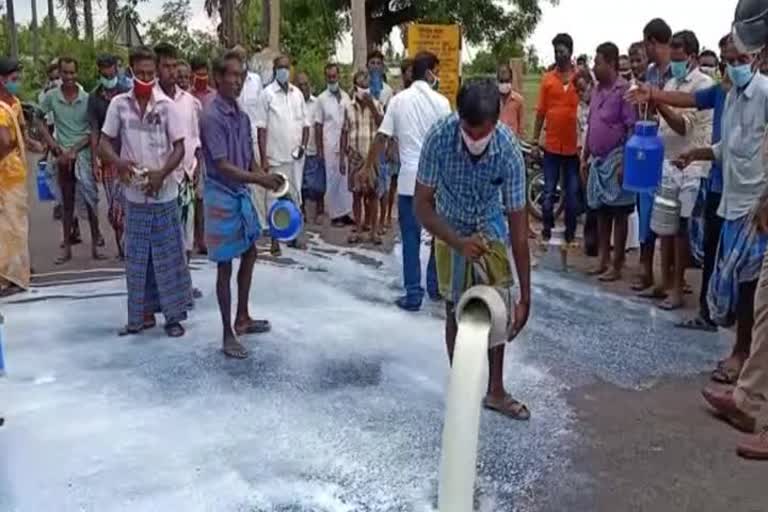 Kallakurichi milk waste by farmers 