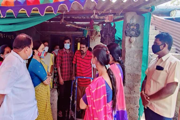 MP Malothu Kavitha visiting the family of a rape and murder victim in Mahabubabad district