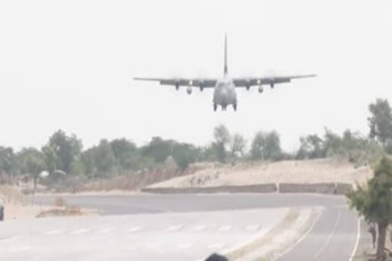 Union ministers Rajnath Singh and Nitin Gadkari ... national highway to be used for emergency landing of IAF aircraft.